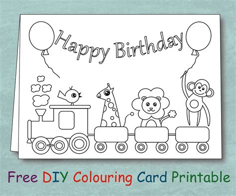 115 people downloaded them last week! Free Animal Train Birthday Card Coloring Printable ...