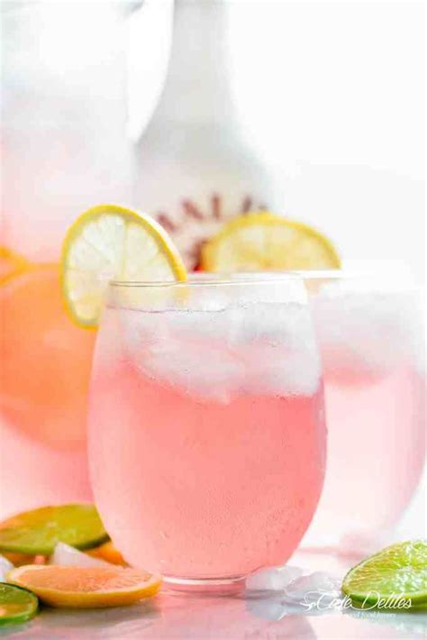 Pink Vodka Lemonade With A Splash Of Malibu And Lime Juice To Get Your