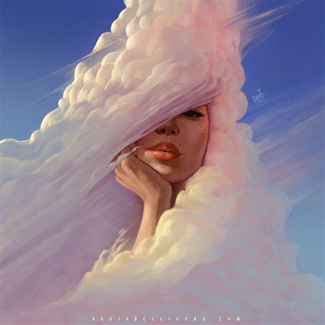 Head In The Clouds By David Belliveau Digital Portrait Art Digital Art Girl Cloud Art