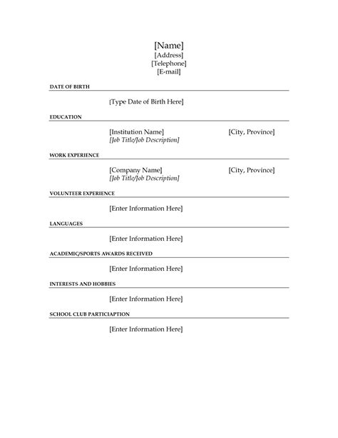Free Cv Template To Fill Out In Word Format Cvs Downloads Riset
