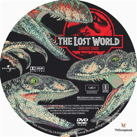 Jurassic Park The Lost World Dvd Label 1997 R1 Custom