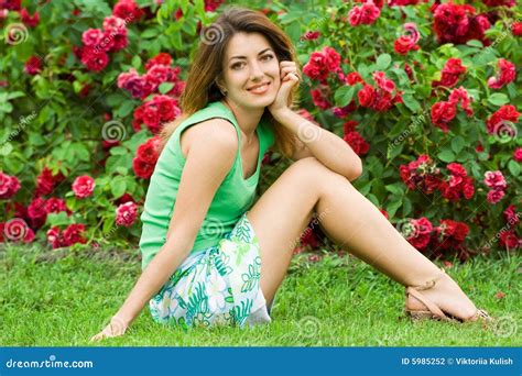 Woman On A Grass In The Field Stock Photography Image