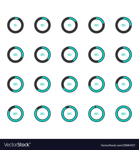 Modern Circle Progress Bar Icon Set Royalty Free Vector