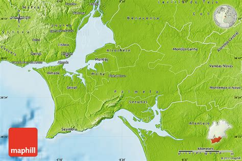 Accueil / vins / blanc / péninsule de setúbal. Physical Map of Península De Setúbal