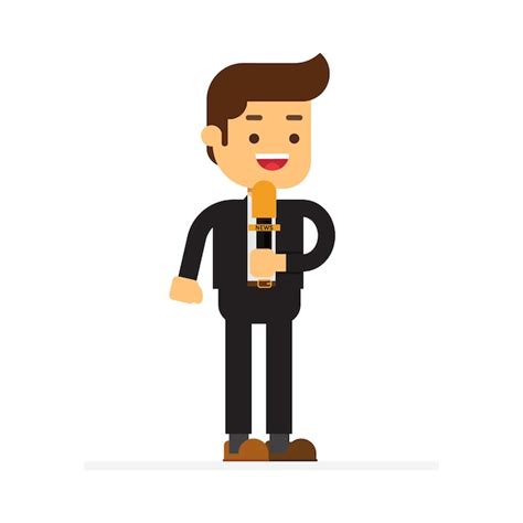 Man Character Avatar Iconjournalist Reporter At Work Vector Premium