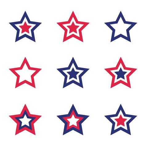 Collection Of Patriotic Stars In Red Blue And White Colors For
