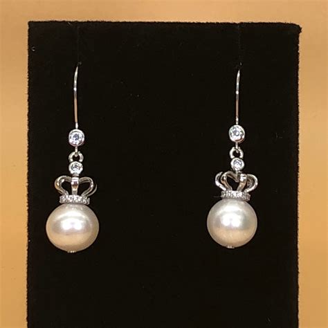 Freshwater Pearl Dangle Drop Earrings In Rhodium Sterling Etsy