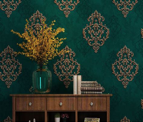 10m Vintage Elegant Gold Damask Wallpaper Embossed Textured Non Woven