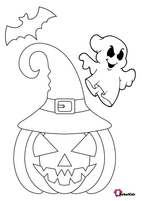 Halloween 2020 Pumpkin Ghost And Bat Coloring Page