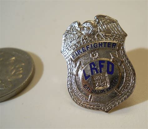 Lafd Firefighter Badge Mini Lapel Pin Hal Mfg Los Angeles Etsy