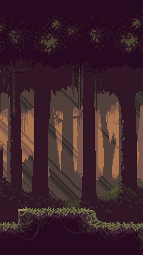 Free Download Download Brown Forest In Aesthetic Pixel Art Wallpaper