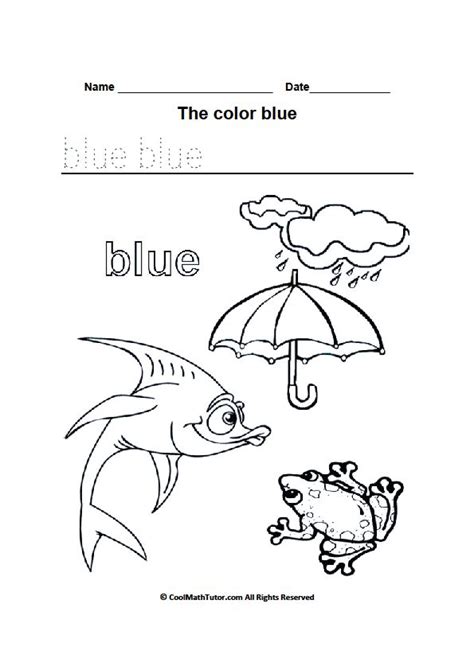 Color Blue Worksheets For Kindergarten Kindergarten