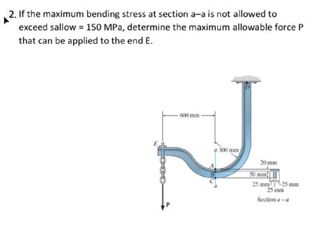 Solved 2 If The Maximum Bending Stress At Section A A Is Chegg Com