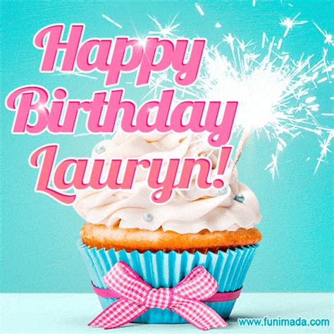 Happy Birthday Lauryn Elegang Sparkling Cupcake  Image