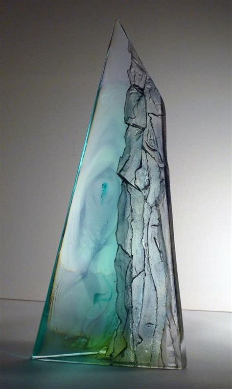 Crispian Heath Slices Of Time Series Cast Glass Wedge Forms Blue Cliff Glass Art