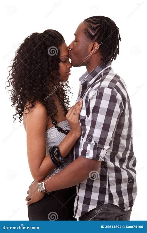 Loving African American Couple Kissing Black People Stock Photo