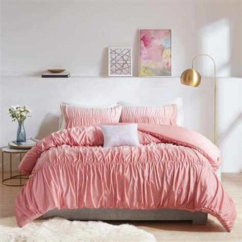 3 Piece Modern And Contemporary Blush Pink Comforter Set Twin