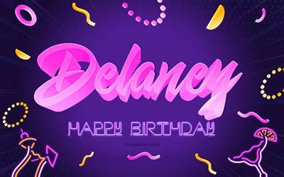 Download Wallpapers Happy Birthday Delaney K Purple Party Background Delaney Creative Art