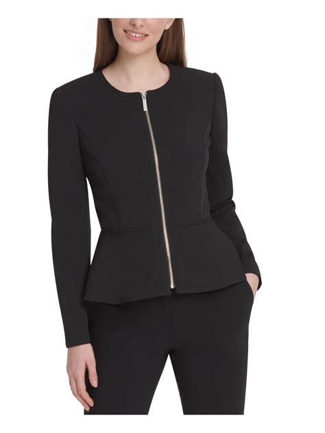 Dkny Womens Zippered Suit Separate Peplum Jacket Black 8