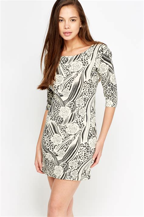 Knitted Mixed Print Dress Just 7