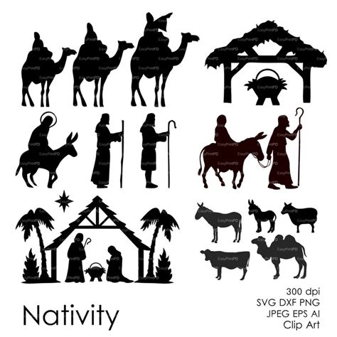 Commercial Use Nativity Christ Silhouette Overlays Eps Svg Etsy