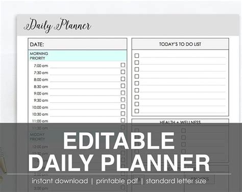 Editable Daily Checklist Printable Task List Instant Etsy Daily