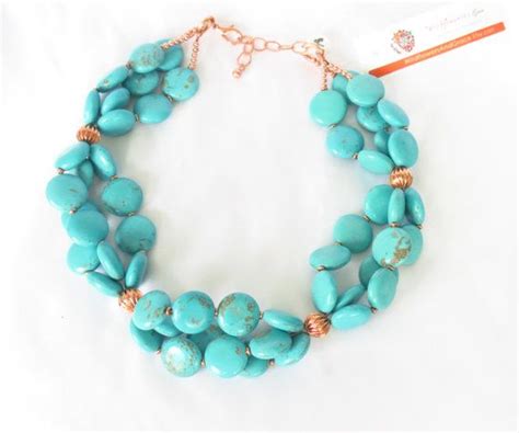 Turquoise And Copper Necklace By Wildflowersandgrace