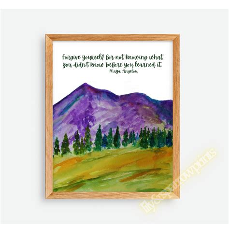 Maya Angelou Inspirational Wall Art, Mountain Painting Gift, Maya