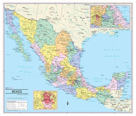 Mexico Wall Map Poster Coolowlmaps