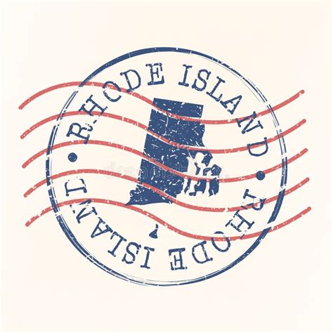 Rhode Island Stamp Postal Map Silhouette Seal Passport Round Design