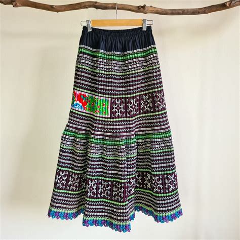 hmong-pleated-skirt-hill-tribe-skirt-hand-embroidered-etsy