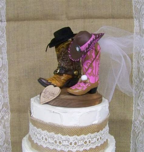 Rustic Cake Topper His And Her Western Cowboy Boots Wedding Cake Topper
