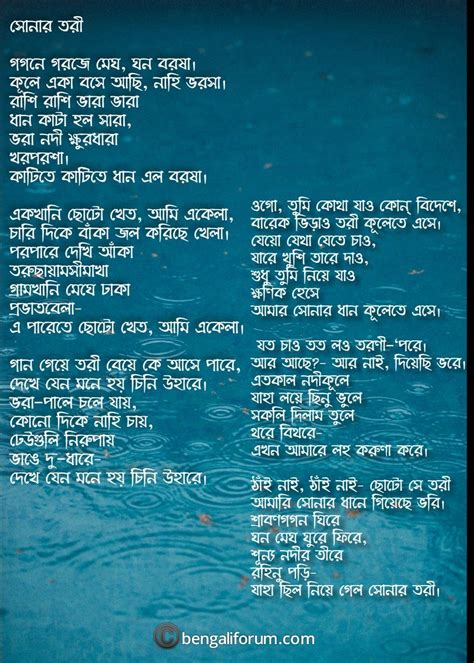 Sonar Tori Bangla Kobita By Rabindranath Tagore In 2021 Literature