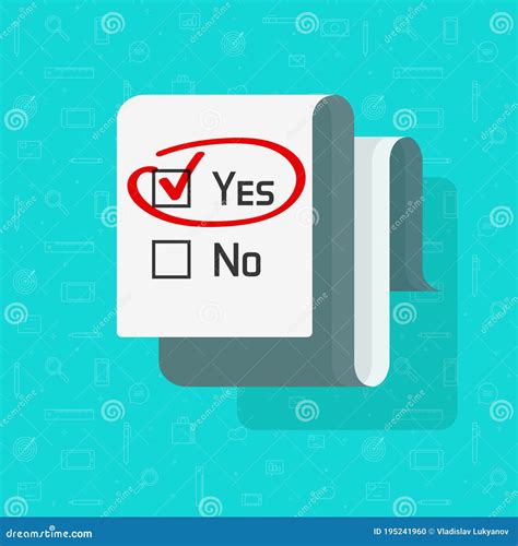 Poll Survey Form Document Vector With Yes Selected Choice Check Mark