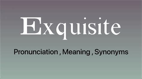 Exquisite Meaning Exquisite Pronunciation Exquisite Example