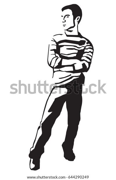 Black White Male Silhouette Vector Illustration Stock Vector Royalty