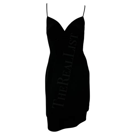 1990s Thierry Mugler Little Black Tiered Mini Slip Dress For Sale At