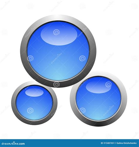 Three Bright Blue Buttons Stock Illustration Illustration Of Arts