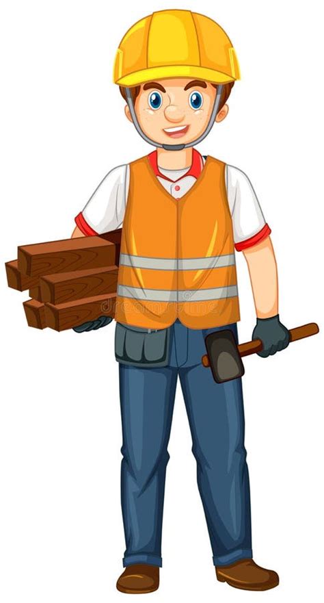 A Construction Worker In Uniform Stock Vector Illustration Of