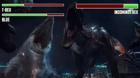 t rex vs indominus rex with healthbars final battle hd jurassic world youtube