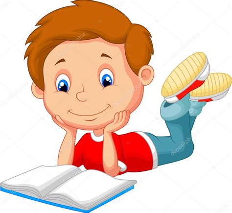 Cartoon Boy Reading Cartoon Boy Reading Book — Stock Vector