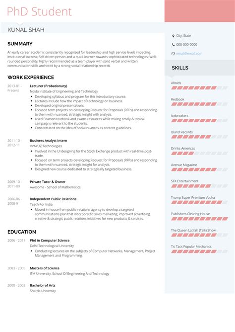 Resume Of A Phd Student How To Write Outstanding Cv For Ms Or Phd 2020