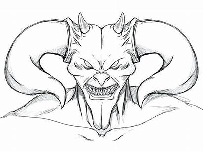 Coloring Pages Scary Skull Traceable Demon Monster