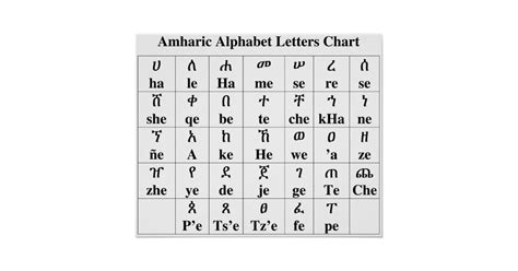 You may also want print out some of our phonetics worksheets so your child or student. Amharic Alphabet Letters Chart - 33 Degree Poster | Zazzle ...