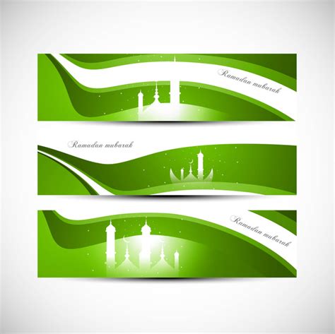 Header Ramadan Kareem Bright Green Colorful Wave Illustration Vectors