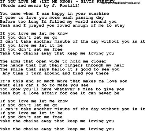 If You Love Me (Let Me Know) by Elvis Presley - lyrics
