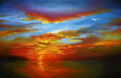 Landscape Sunset Original Painting Oil On Canvas Etsy