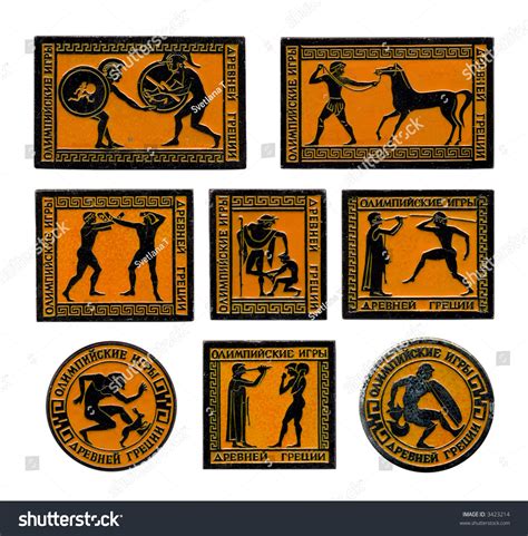 A pentathlon is a contest featuring five different events. A Collection Of Vintage Soviet Pins With Drawings Of ...
