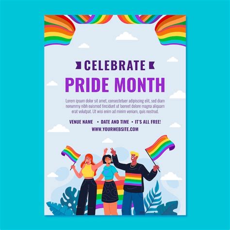 Free Vector Flat Pride Month Lgbt Vertical Flyer Template