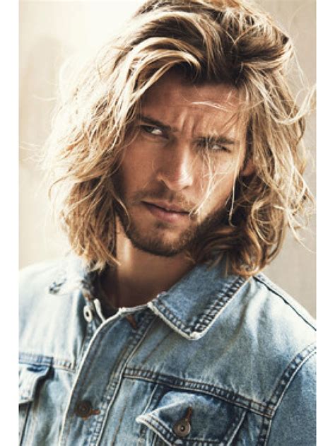This long, white blonde hair and color is sexy! Blonde Men's Wavy Long Hair Wigs Capless New Style